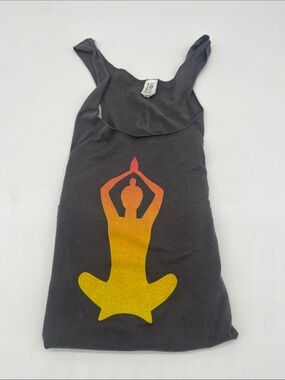 Cherokee Black Tank with Yellow-Orange Yoga Silhouette